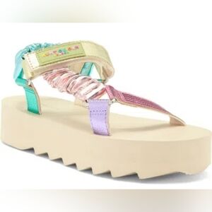 Kurt Geiger Pastel Metallic Platform Sandal - Mint, Lilac, Pink, Gold